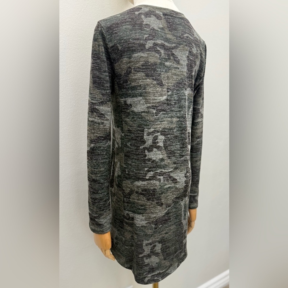 P.S. Kate Gray Camo Long Sleeve Tunic Dress Size S - Picture 6 of 9